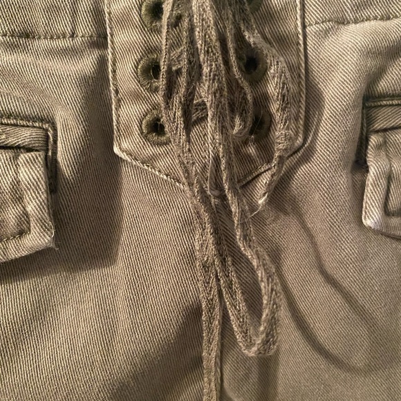 Pam & Gela Olive Green Utility Pants w/Multicolor Side Stripes, Lace-Up - Picture 9 of 11